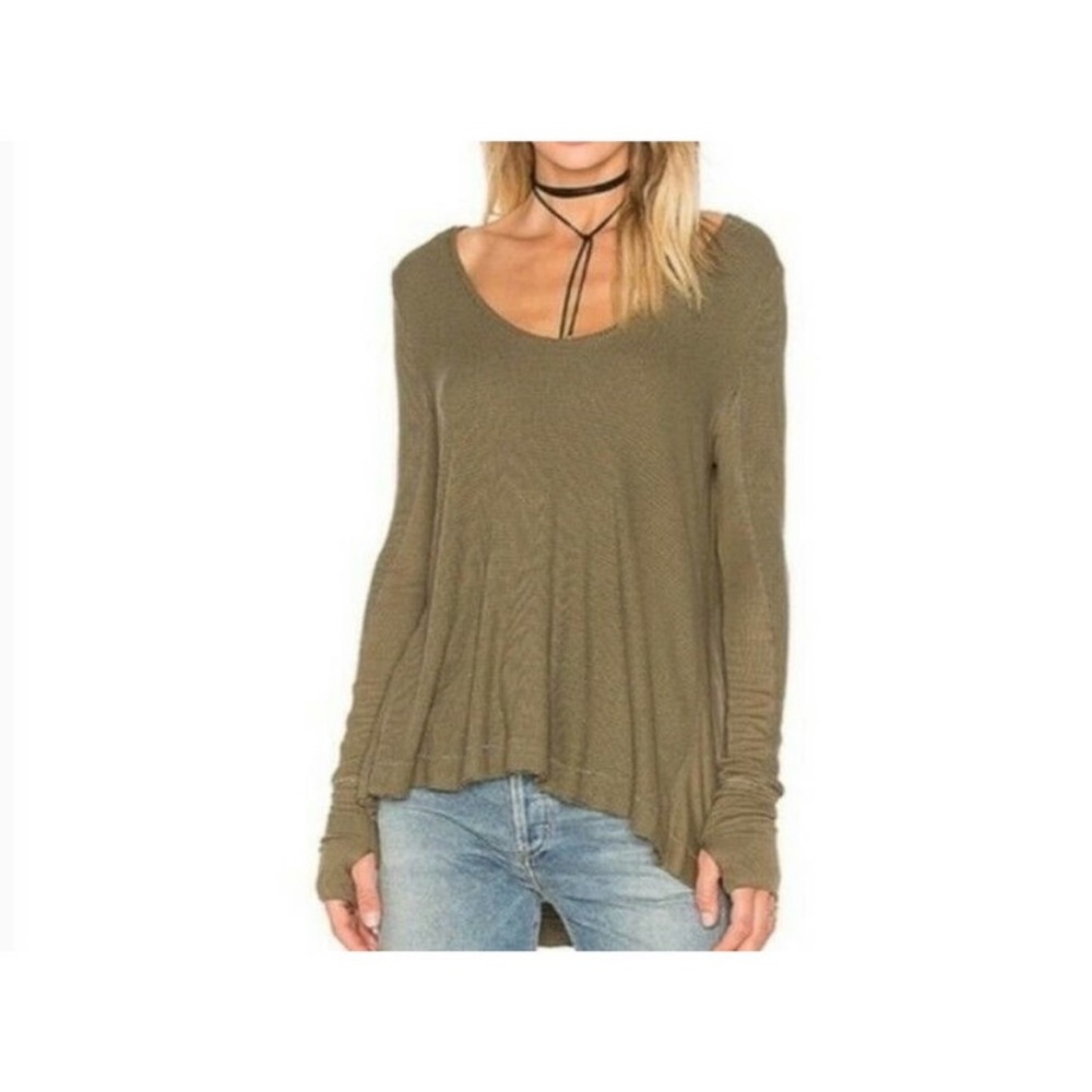Free people olive green thermal long sleeve.